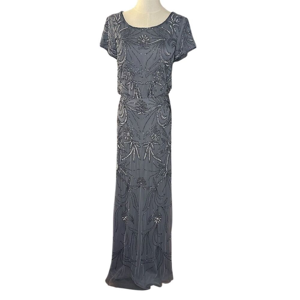 Adrianna Papell Women's Floral Beaded Blouson Gown Multicolor Formal